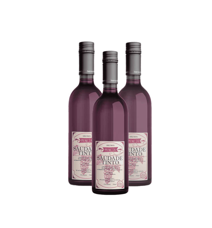 Caja Vino Tinto Artesanal. Galicia Saudade Mencia 3 botellas