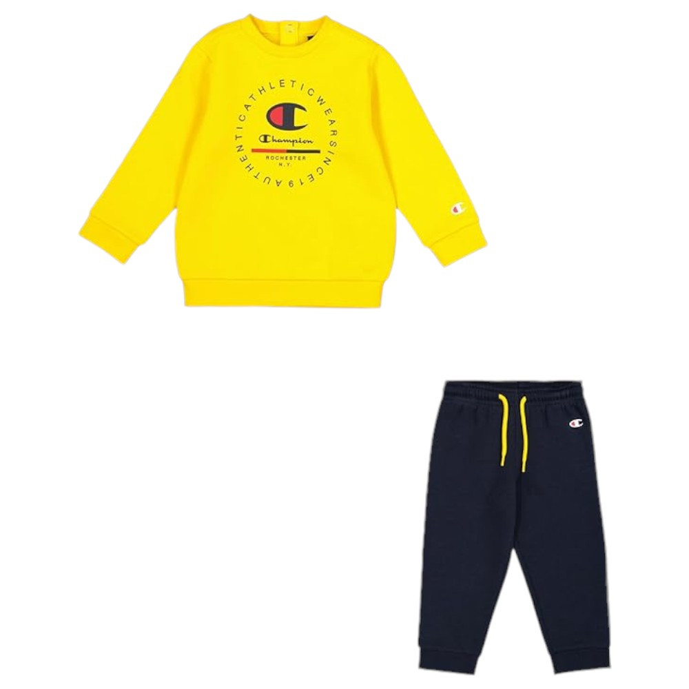 Imagen CHANDAL CHAMPION CREWNECK SUIT BEBES AZUL MARINO AMARILLO 306847-YS079 NIÑO BEBE TRACKSUIT
