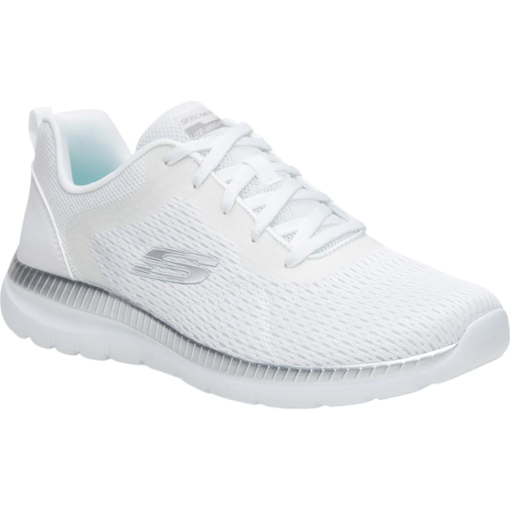 Imagen ZAPATILLAS SKECHERS BOUNTIFUL QUICK PACH BLANCAS GRIS SILVEL BLANCO 12607-WSL CASUAL MUJER