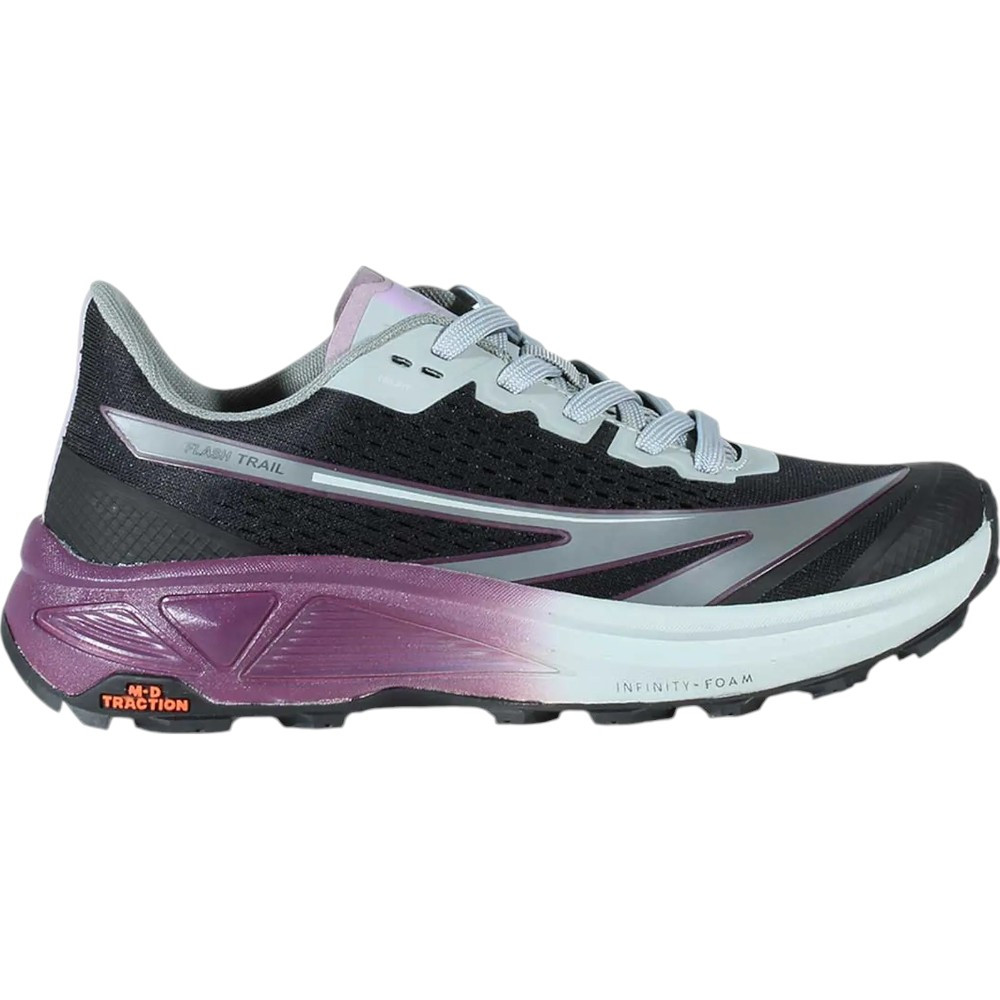 Imagen ZAPATILLAS HI-TEC FLASH TRAIL NEGRO GRIS PURPURA O090152-004 RUNNING TRAIL MUJER