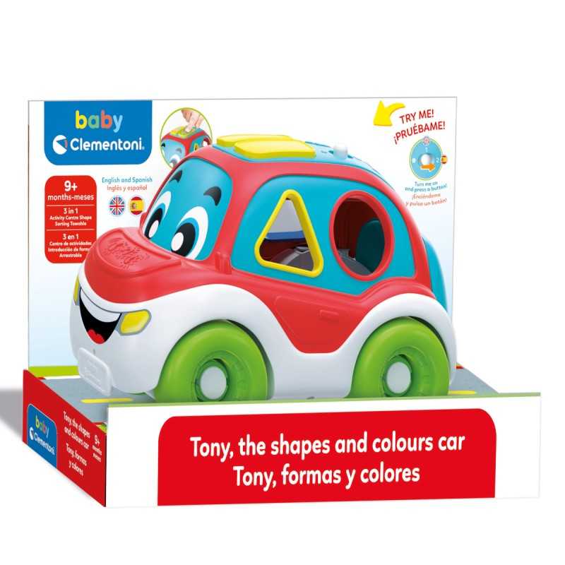 Clementoni Coche Actividades Tony, Formas y Colores Baby Arrastre