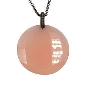 Colgante Cuarzo Rosa Con Diamantes y Rutenio 1