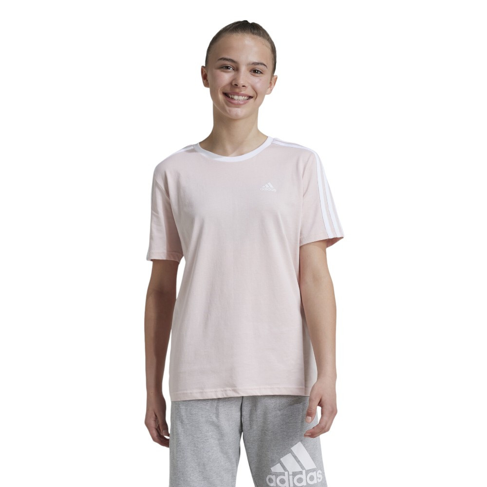 Imagen CAMISETA ADIDAS ESSENTIALS 3 BANDAS ALGODON LOOSE FIT ROSA IZ3448 NIÑA