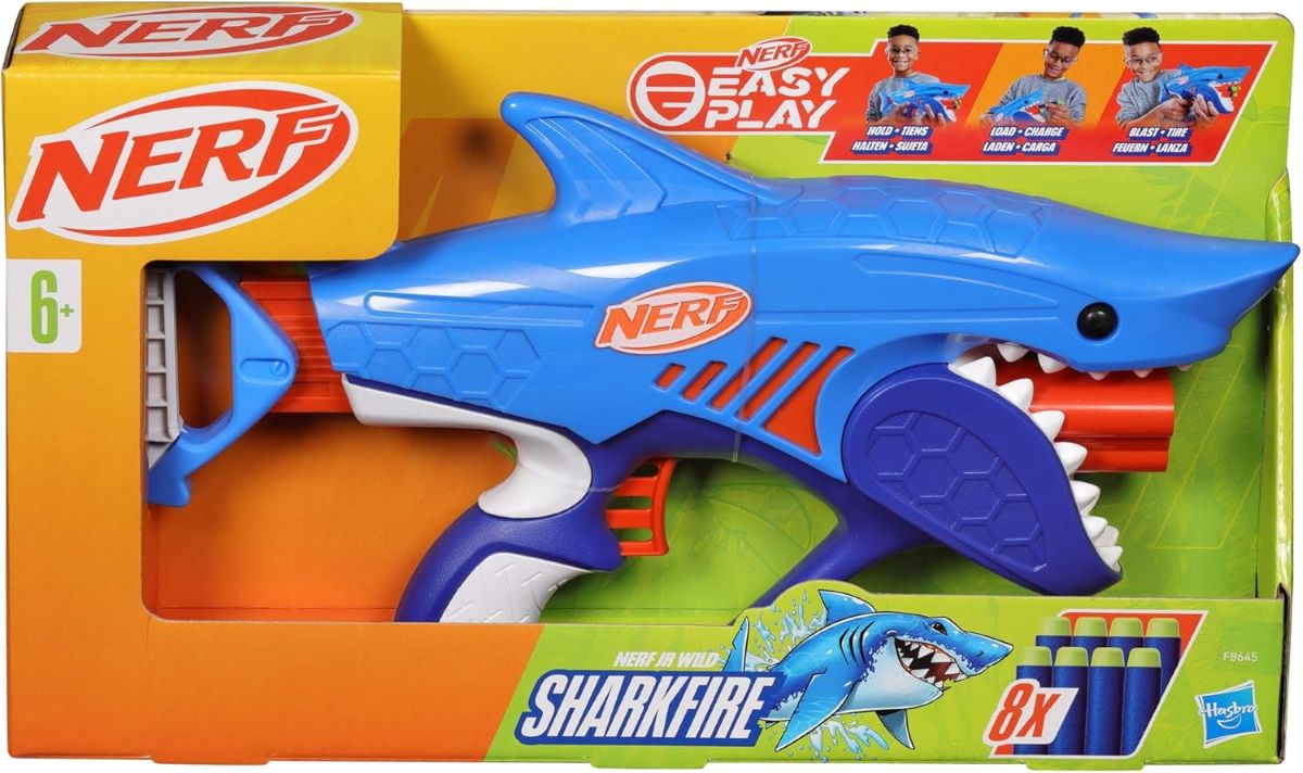 Nerf SHARKFIRE con Forma de Tiburón y 8 Dardos de Espuma