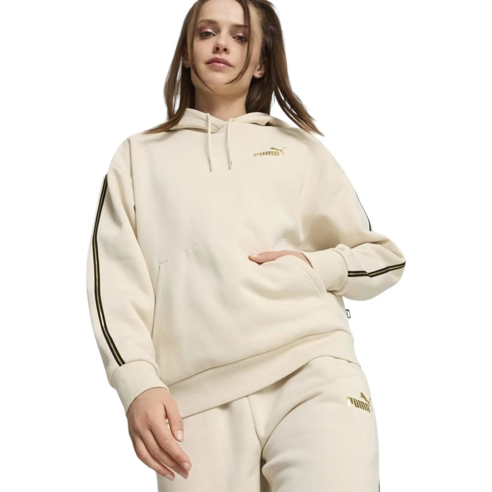Imagen SUDADERA PUMA ESSENTIALS TAPE MINIMAL GOL BEIGE 685293-87 HOODIE MUJER