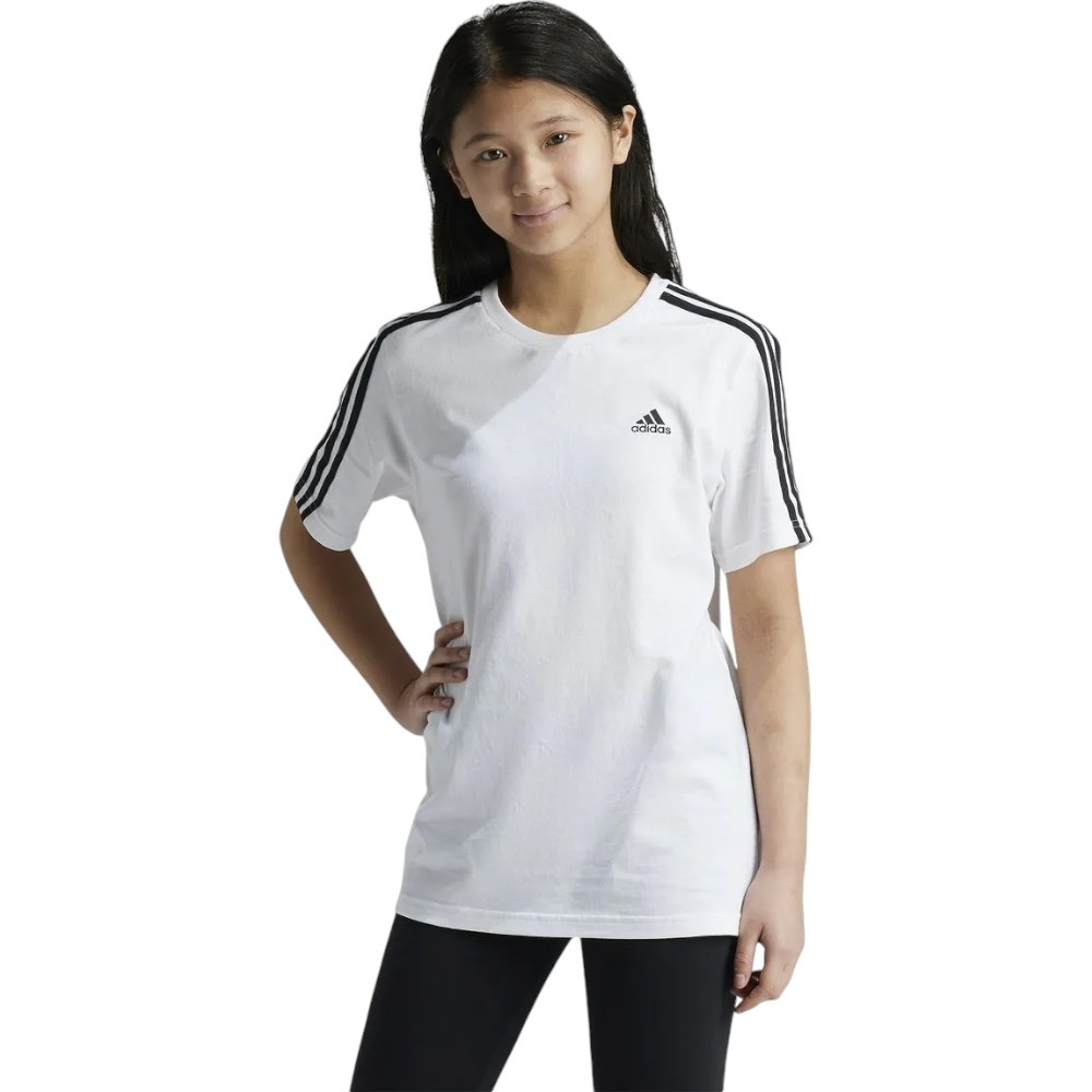 Imagen CAMISETA ADIDAS ESSENTIALS 3 BANDAS ALGODON LOOSE BLANCAS IY5018 T SHIRT NIÑA
