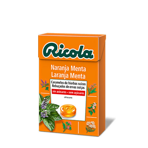 Ricola Caramelos de naranja menta sin azucar 50 g Ricola