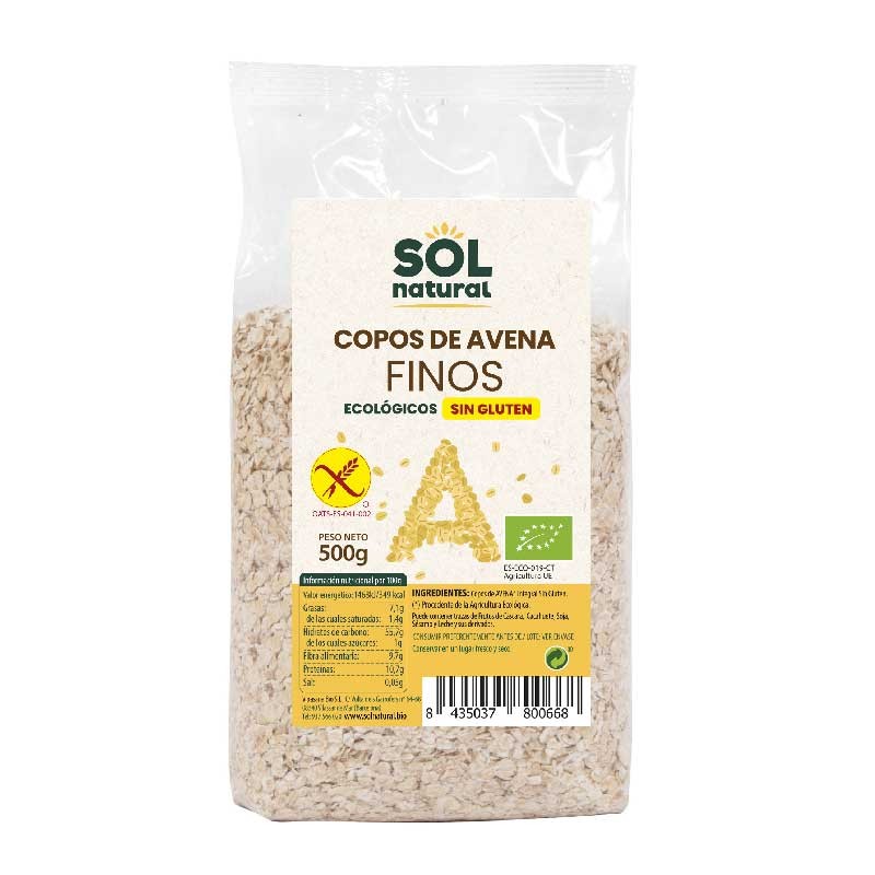 Sol Natural Copos de avena finos sin gluten bio 500g Sol Natural
