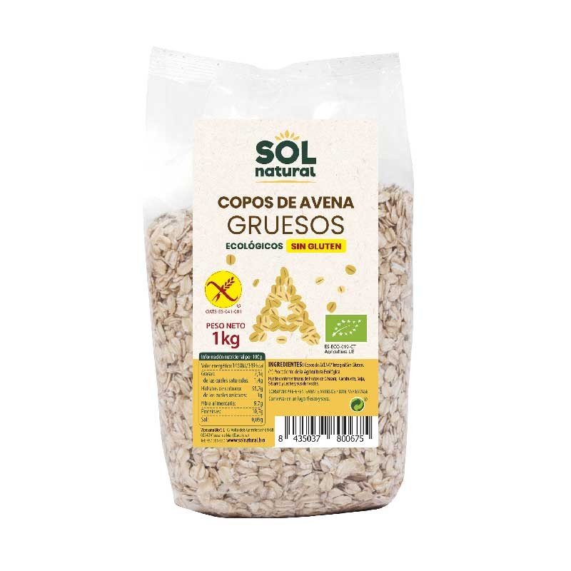 Sol Natural Copos de avena gruesos sin gluten bio 1kg Sol Natural