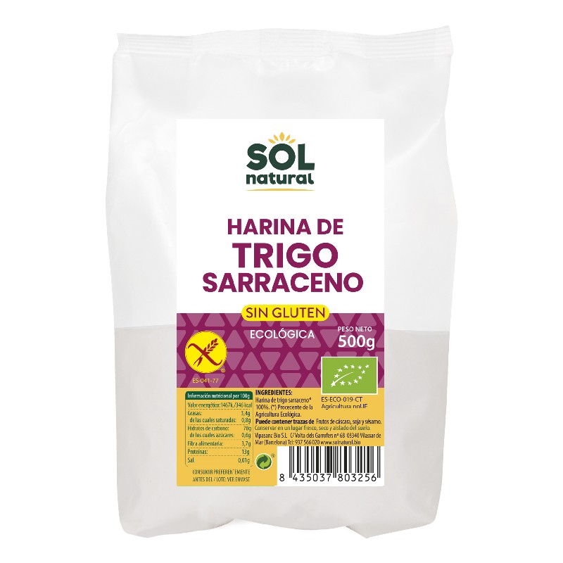 Sol Natural Harina de trigo sarraceno sin gluten bio 500g Sol Natural