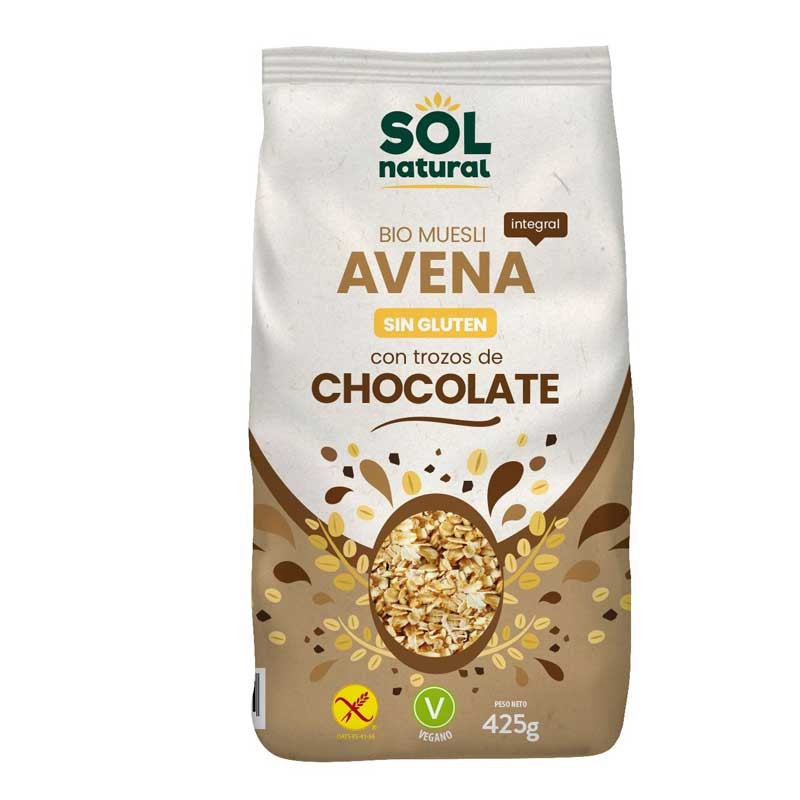 Sol Natural Muesli de avena y chocolate sin gluten bio 425g Sol Natural