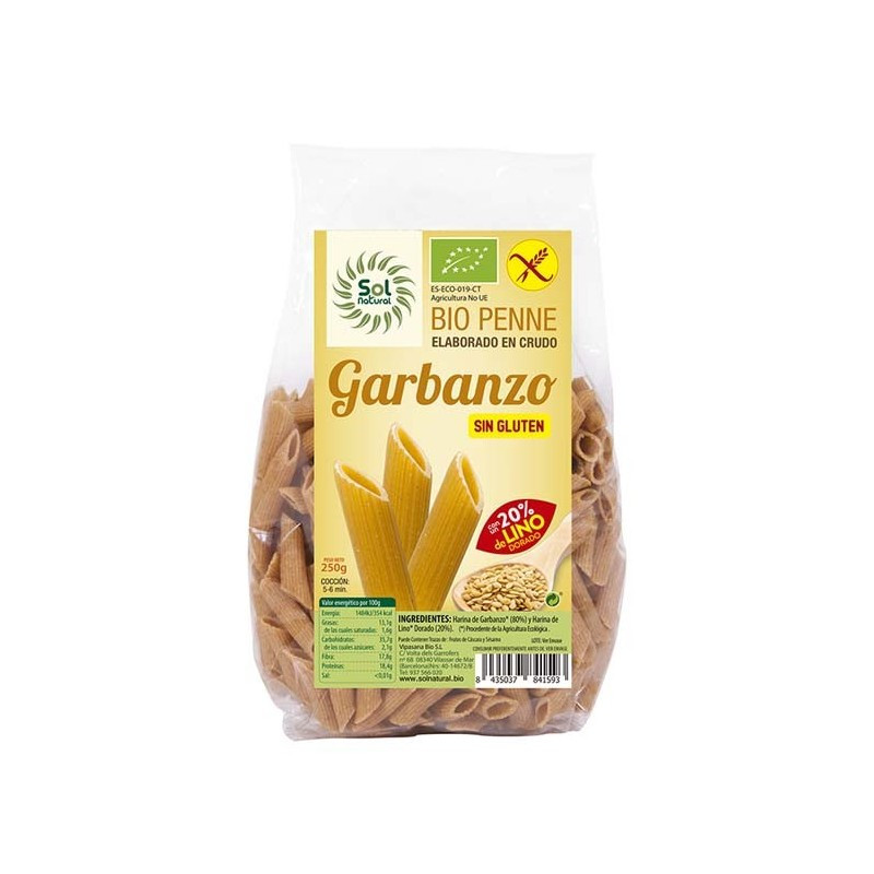 Sol Natural Penne de garbanzo y lino sin gluten bio 250g Sol Natural