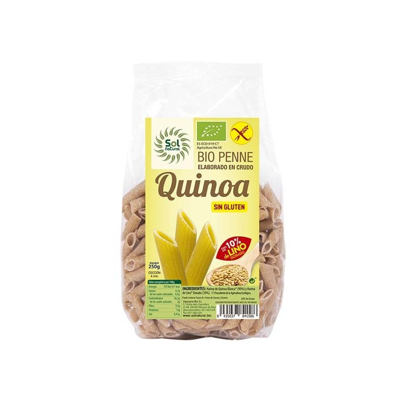 Sol Natural Penne de quinoa con lino bio sin gluten 250g Sol Natural