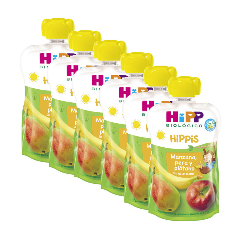 Hipp Pouches manzana pera y platano bio 6x100g Hipp