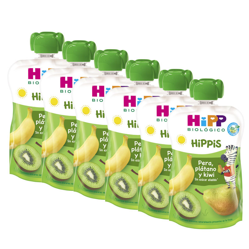 Hipp Pouches pera platano y kiwi Bio 6x100g Hipp