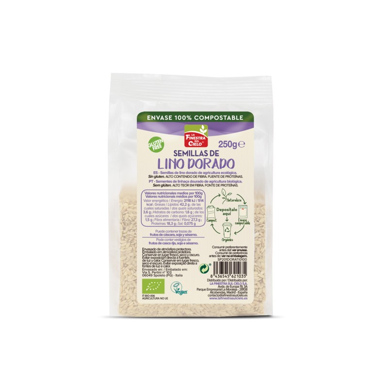 La finestra Semillas de lino dorado bio 250g La Finestra