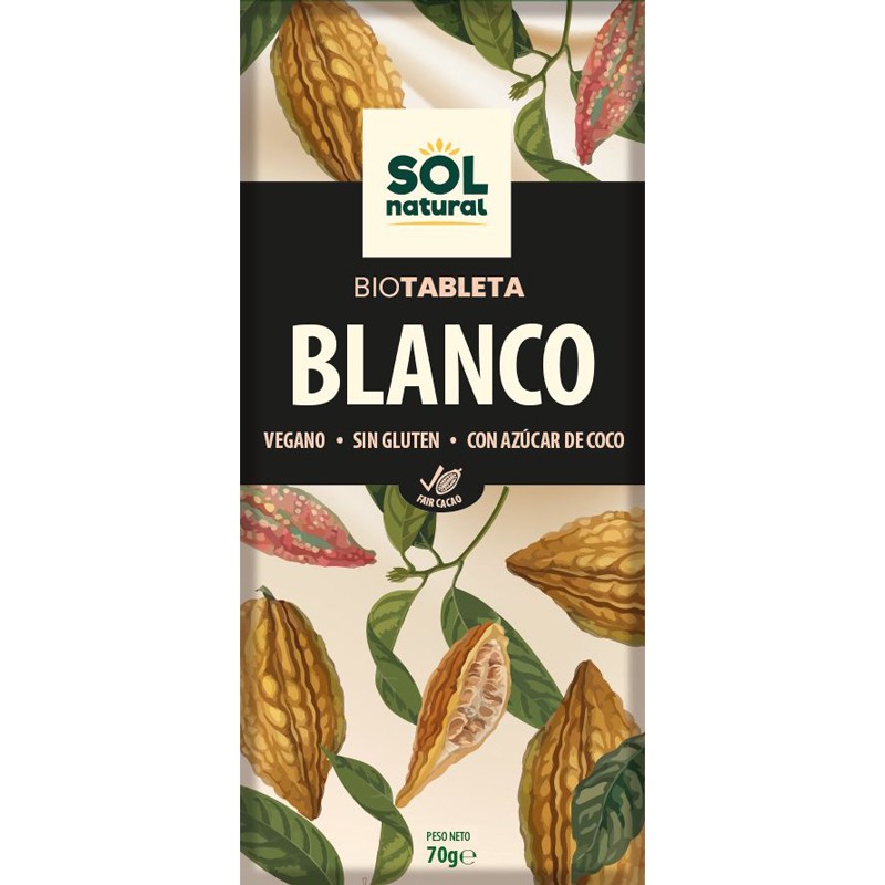 Sol Natural Tableta chocolate blanco Bio 70g Sol Natural
