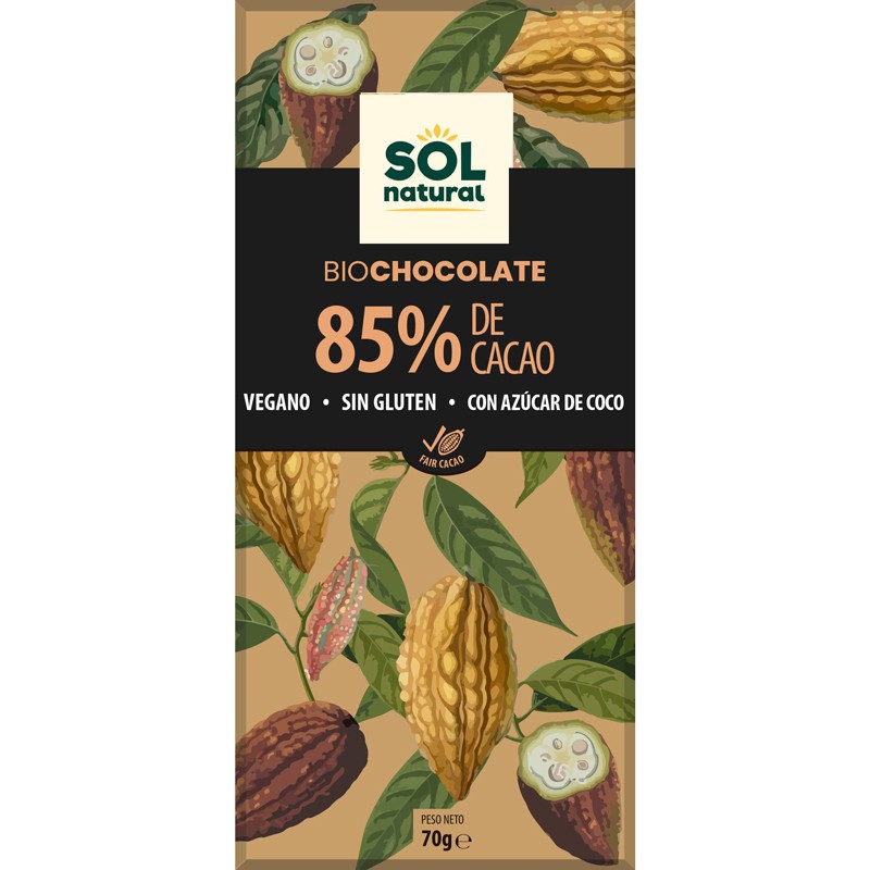 Sol Natural Tableta chocolate negro 85% bio 70g Sol Natural