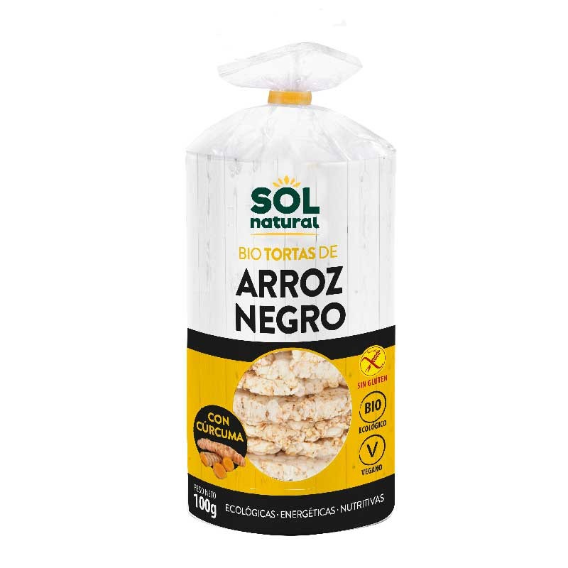 Sol Natural Tortas de arroz negro y curcuma s/gluten bio 100g Sol Natural
