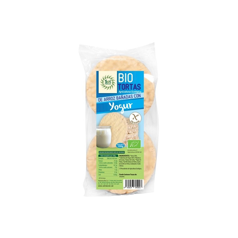 Sol Natural Tortitas de arroz yogur natural s/g Bio 100g Sol Natural