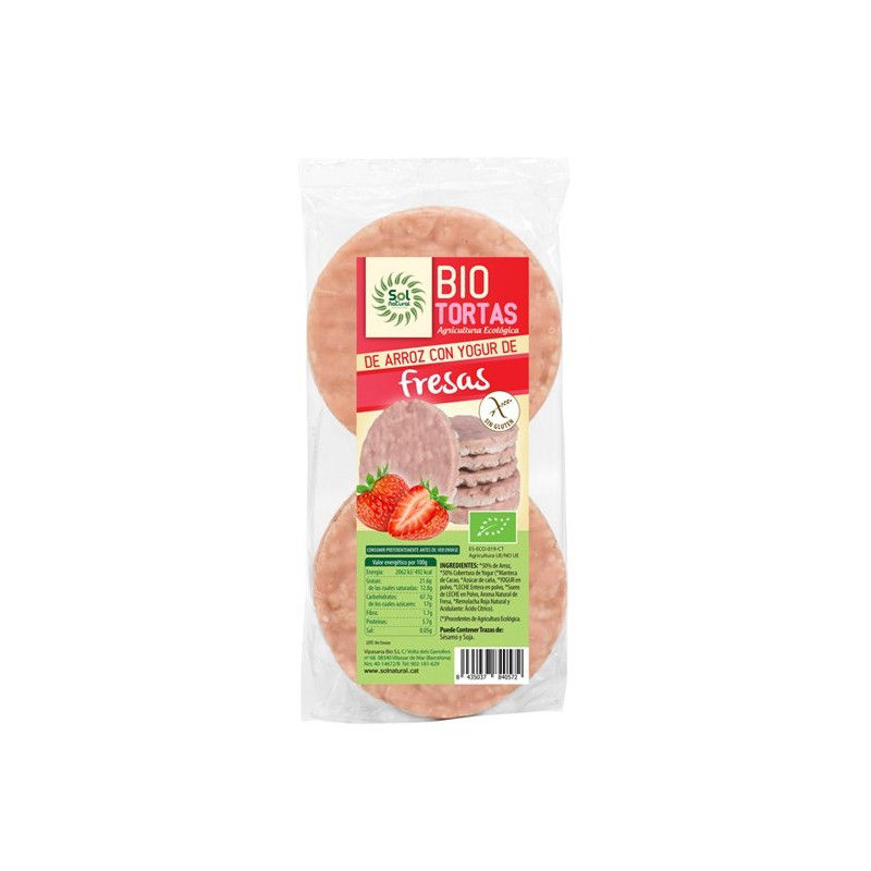 Sol Natural Tortitas de arroz yogurt con fresa s/g bio 100g Sol Natural