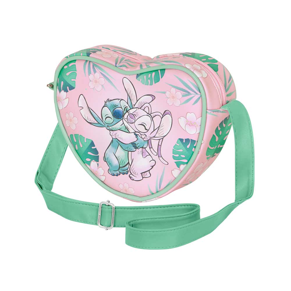 Bolso Bandolera Forma Corazón Disney Stitch y Angel 21x15.5x6.5 cm