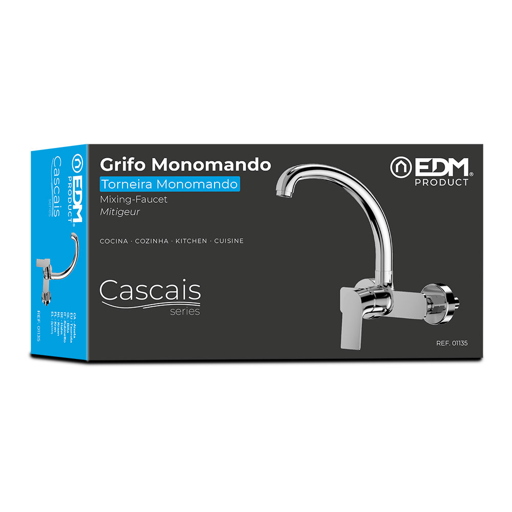 Grifo Monomando de Cocina Caño Alto - Empotrado Serie Cascaisd