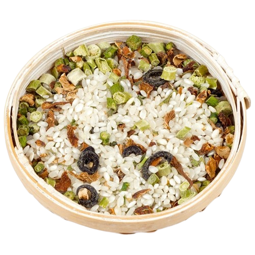 Risotto de rebozuelos, espárragos y aceitunas granel -  2500 g