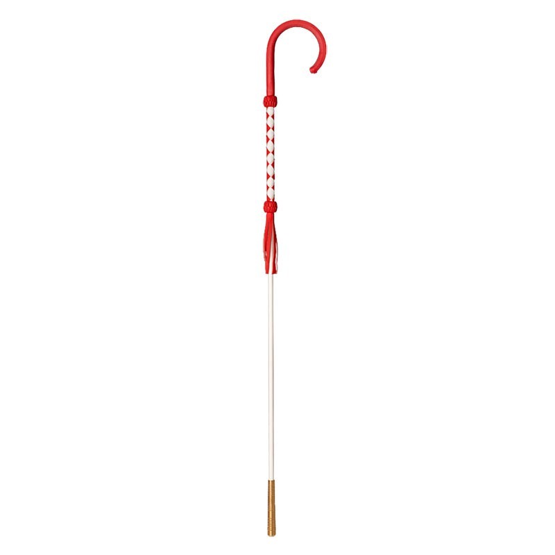 Vara de fibra blanca, forrada piel roja con virola de latón