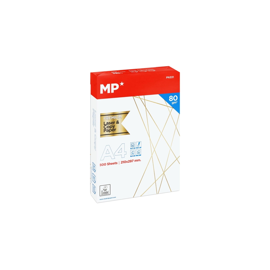 Papel A4 extrablanco calidad premium  MP - Caja con 5 paquetes de 500 hojas total 2.500 hojas