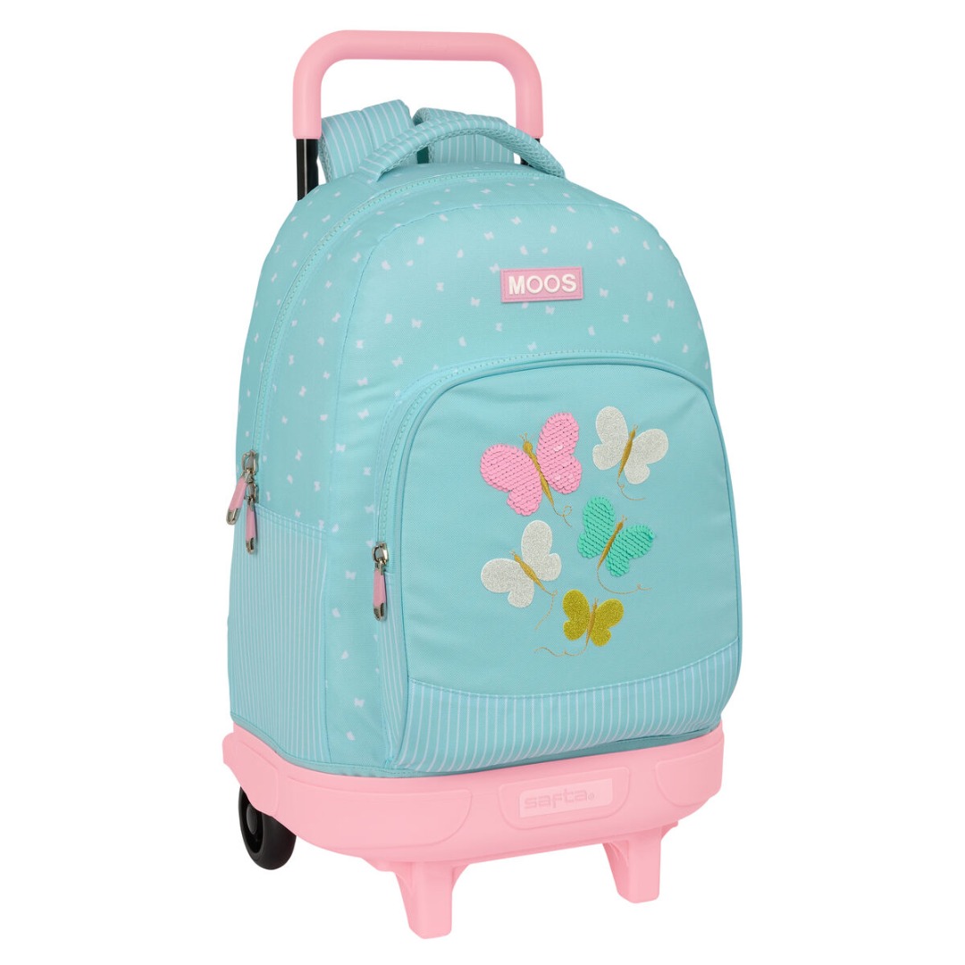 Mochila Butterflies Moos con carro de 2 ruedas y doble compartimento 1