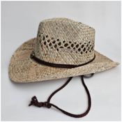Sombrero Cowboy Bohemio Paja Natural Unisex Cordón Ajustable 3
