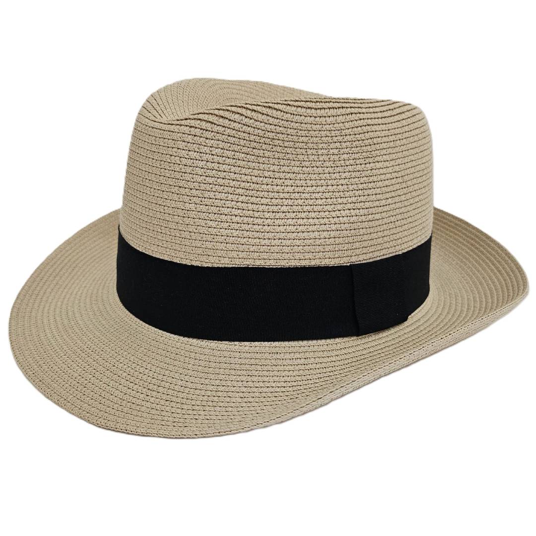 Sombrero Fedora Paja Unisex Estilo Panamá Retro Beige 1