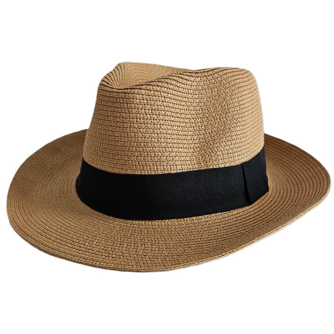 Sombrero Fedora Paja Unisex Estilo Panamá Retro Marrón 1