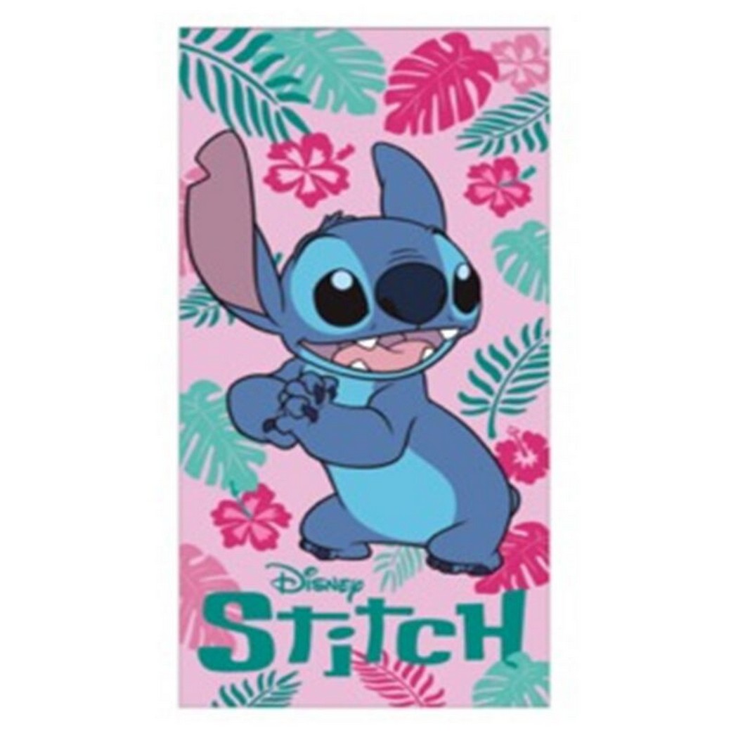 Toalla Playa o Piscina Microfibra Disney Lilo y Stitch con Palmeras Rosa 140x70cm
