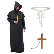 Disfraz Monje Sacerdote Túnica Negra Adulto 3