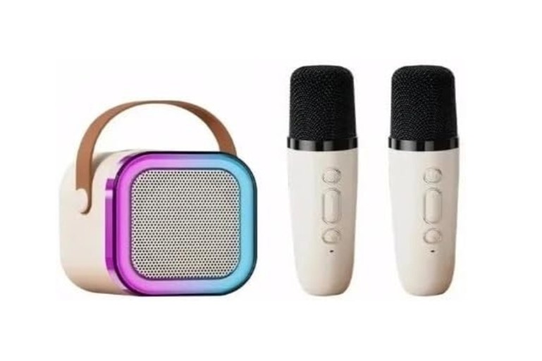 Altavoz mini Karaoke inalámbrico con 2 micrófonos