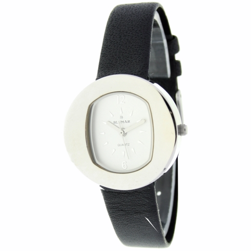 Blumar Reloj Analógico De Mujer - Caja Redonda - Esfera Ovalada Plateada