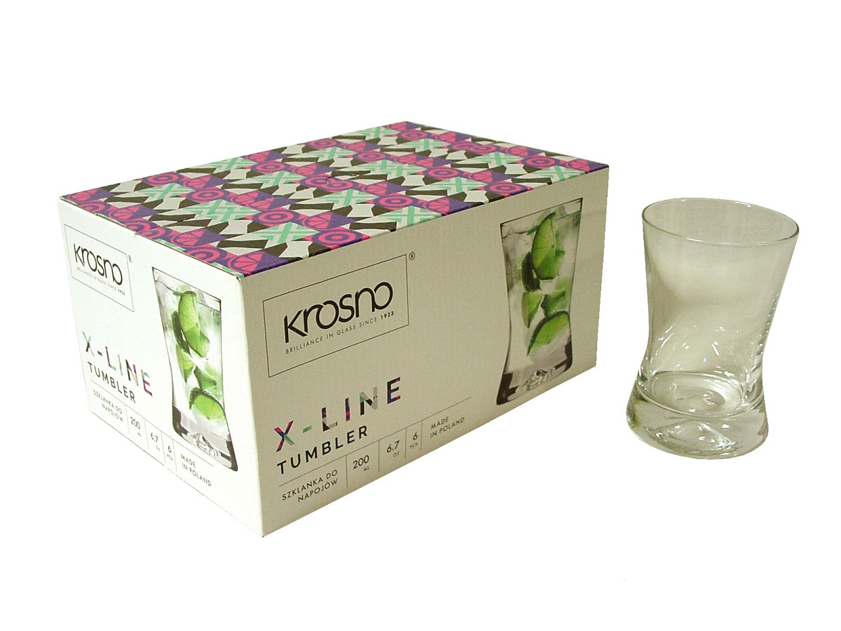 X-Line Tumbler Vasos Cristal Chupito Grande 6 x 200ml 1